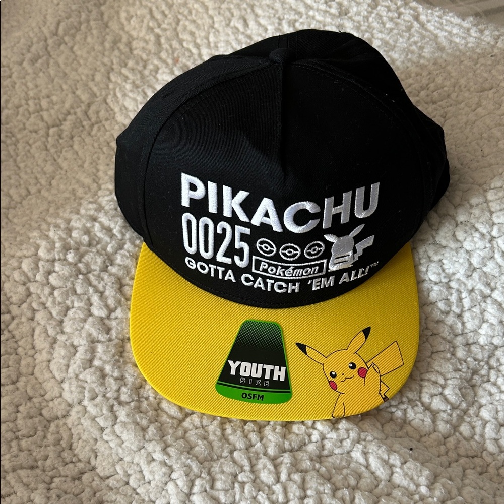 Black and Yellow Pikachu Youth Cap new